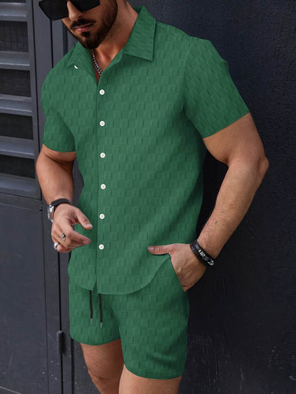 NIKXUAN Men's Casual Short-Sleeved Suit - Breathable Checkered Summer Top - Buy Center US