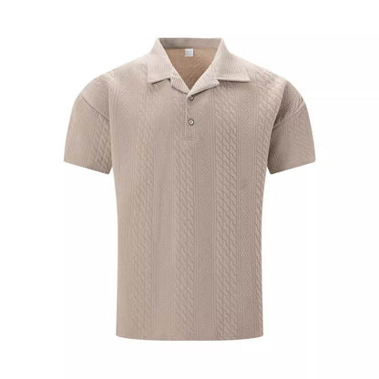 Buycenter Men's Polo Collar Short Sleeve Shirt - Solid Color Cotton Blend - Buy Center US