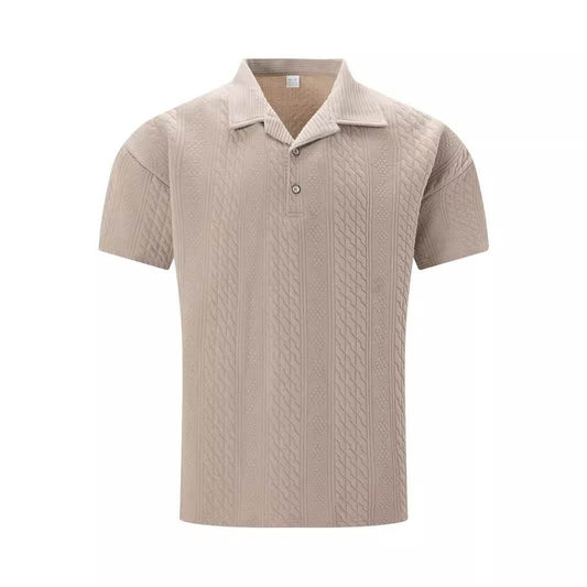 Buycenter Men's Polo Collar Short Sleeve Shirt - Solid Color Cotton Blend - Buy Center US