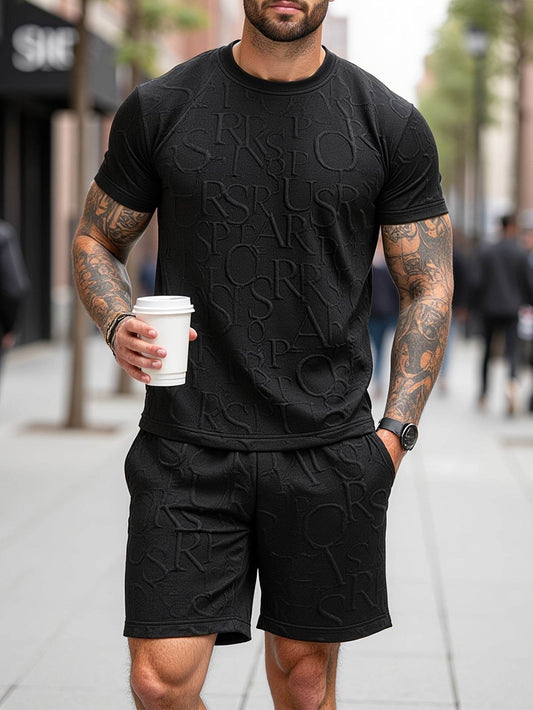 European-American Style Men's Fashion Set - Short Sleeve T-Shirt & Shorts - Buy Center US