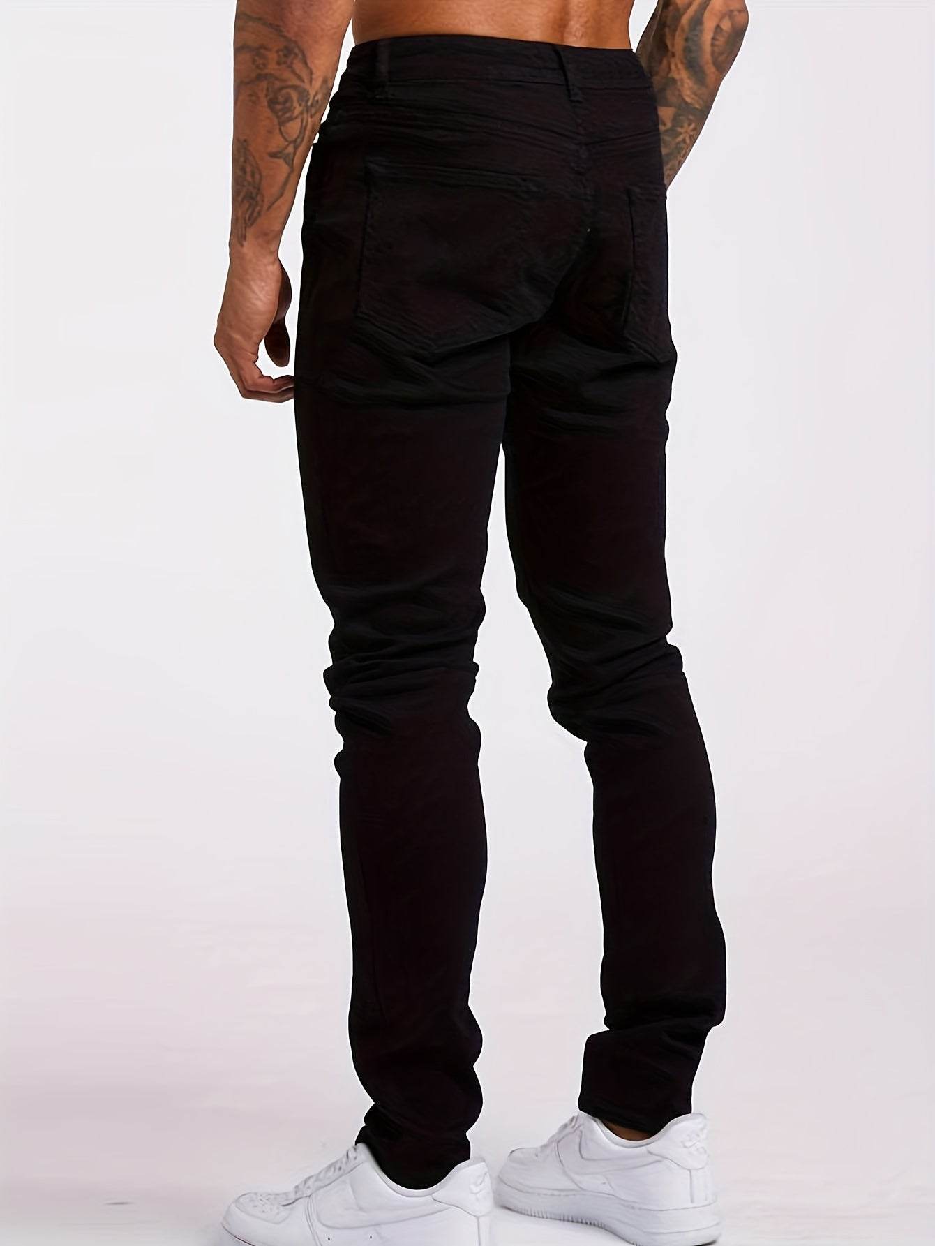 Men's Slim Fit Distressed Denim Jeans - Stretchy All-Season Casual Wear - Buy Center US
