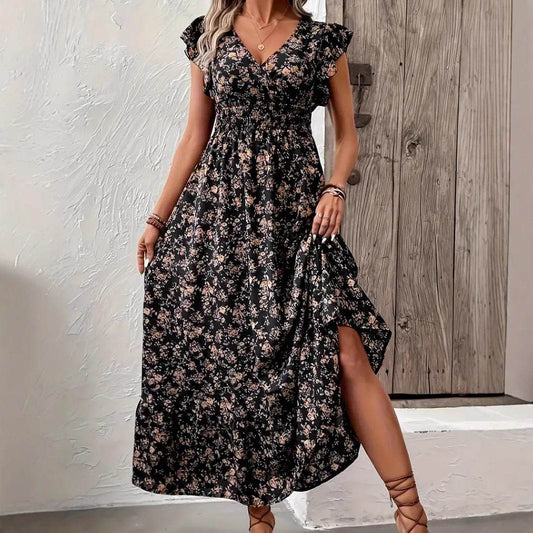 Fashion Floral Long Sleeve Swing Dress - Japanese & Korean Casual Style - Buy Center US