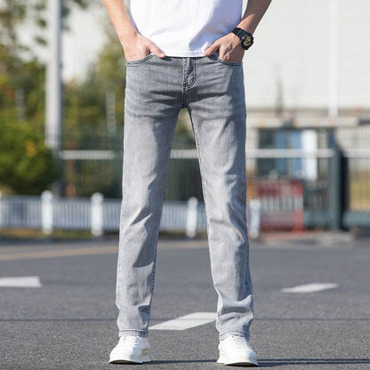 Buycenter Men's Slim-Fit Summer Jeans - Thin, Straight Leg Trousers - Buy Center US
