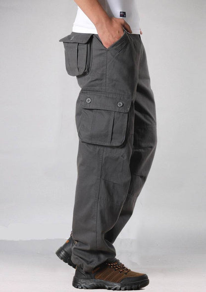 Buycenter Multi-Pocket Men's Casual Pants - Loose Fit & Stone Washed - Buy Center US