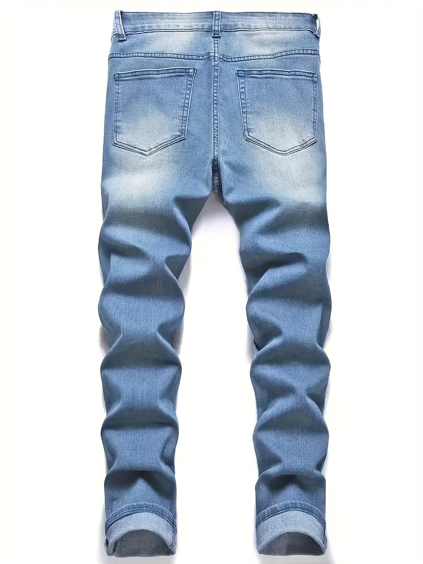 Men's Casual Ripped Jeans - Slim Fit Denim Pants for Everyday Style - Buy Center US