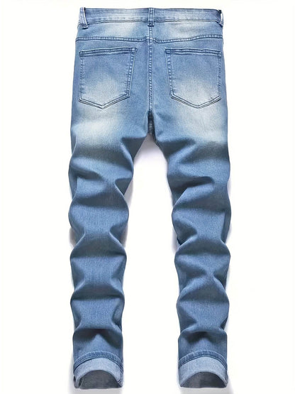 Men's Casual Ripped Jeans - Slim Fit Denim Pants for Everyday Style - Buy Center US