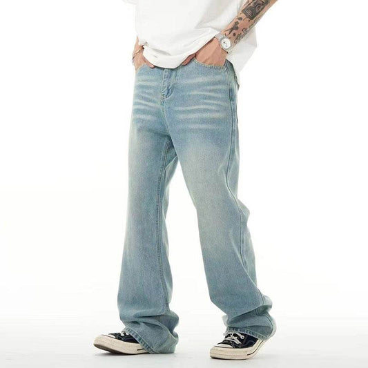 Buycenter Light Blue Washed Jeans - Loose Straight Wide Leg Fit - Buy Center US