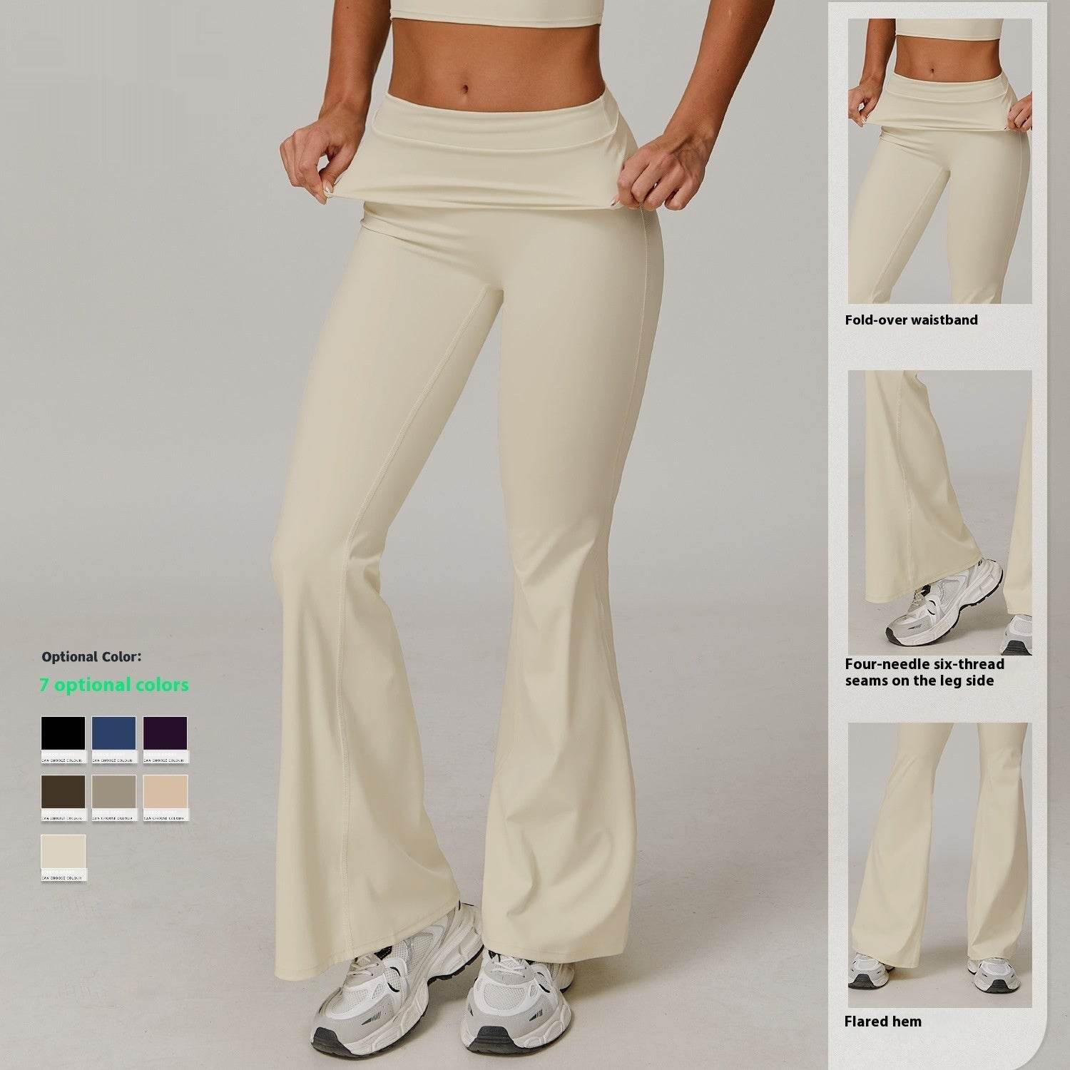 Women's High Waist Yoga Pants - Casual, Folding Design for Fitness - Buy Center US