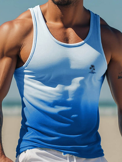 Men’s Gradient Tank Top - Casual Slim Fit, High Stretch Polyester - Buy Center US