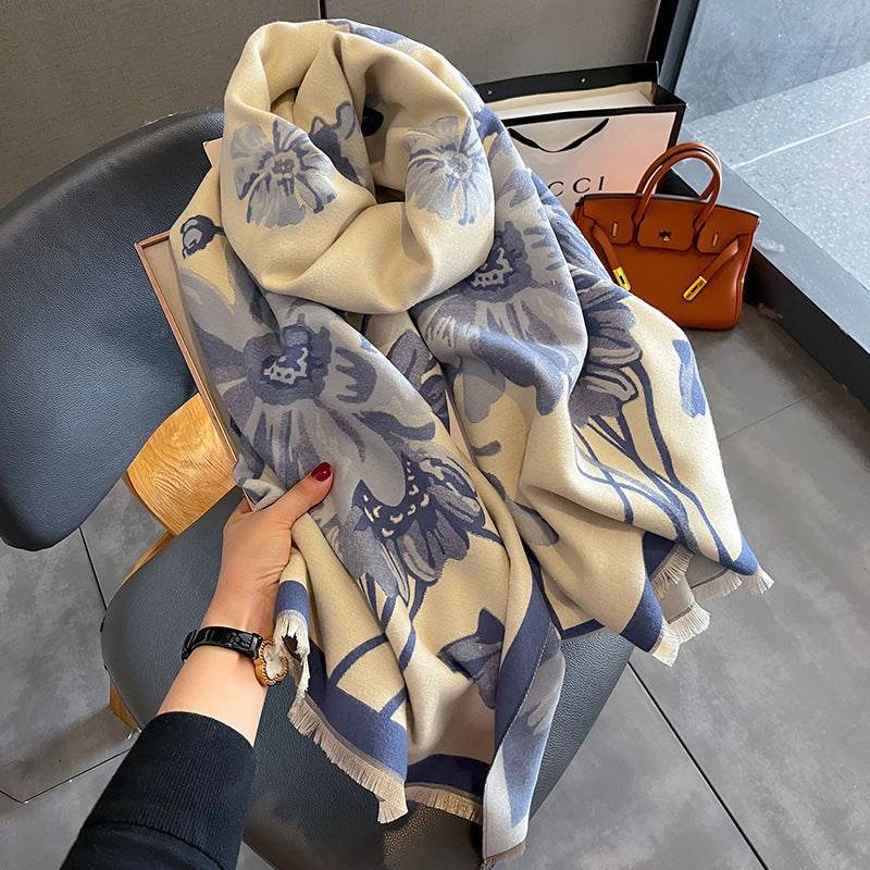 Cozy Double-sided Winter Scarf - Thicken Imitation Cashmere Shawl - Buy Center US