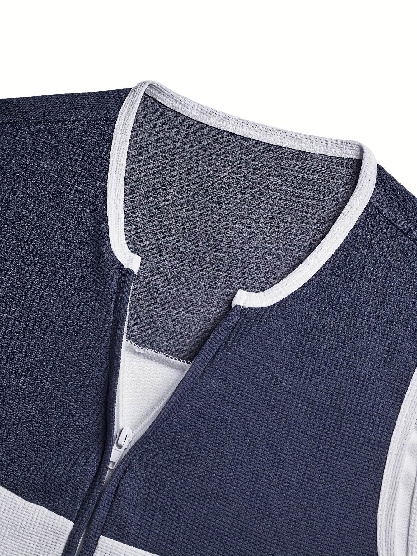 Men's Slim Fit Waffle Knit Vest - Color Block Sleeveless Tank Top - Buy Center US