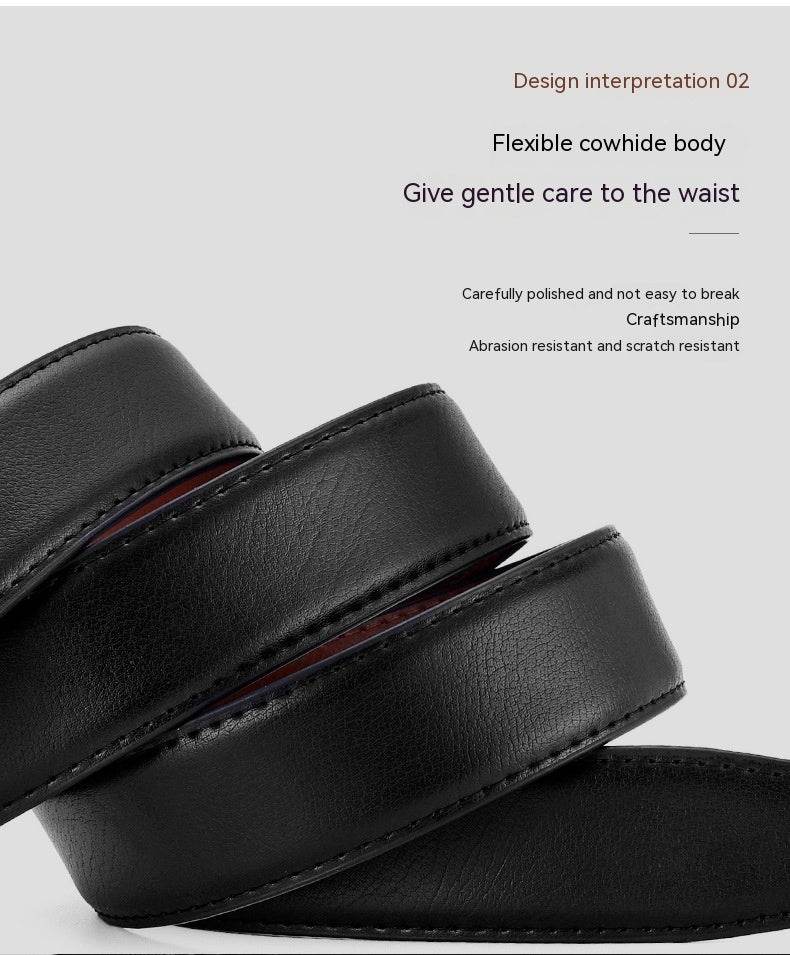 Buycenter Men's Genuine Leather Belt - Rotating Pin Buckle, Two-Layer Cowhide - Buy Center US