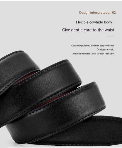 Buycenter Men's Genuine Leather Belt - Rotating Pin Buckle, Two-Layer Cowhide - Buy Center US