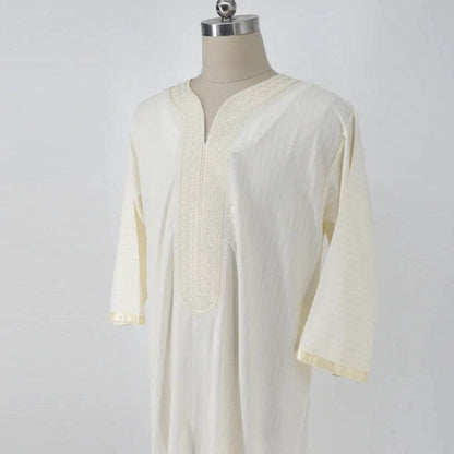 Buycenter Ethnic Style Loose Casual Muslim Robe - Embroidery, Linen Fabric - Buy Center US