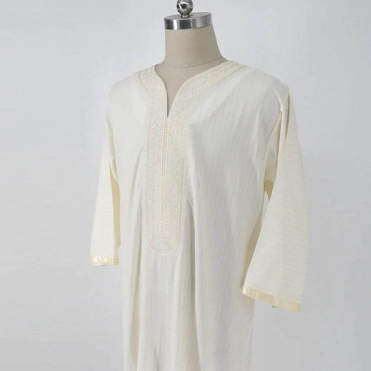Buycenter Ethnic Style Loose Casual Muslim Robe - Embroidery, Linen Fabric - Buy Center US