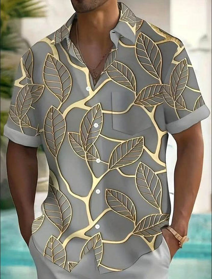 Men's Fashion Printed Short Sleeve Shirt - Slim Fit, Polyester Fabric - Buy Center US