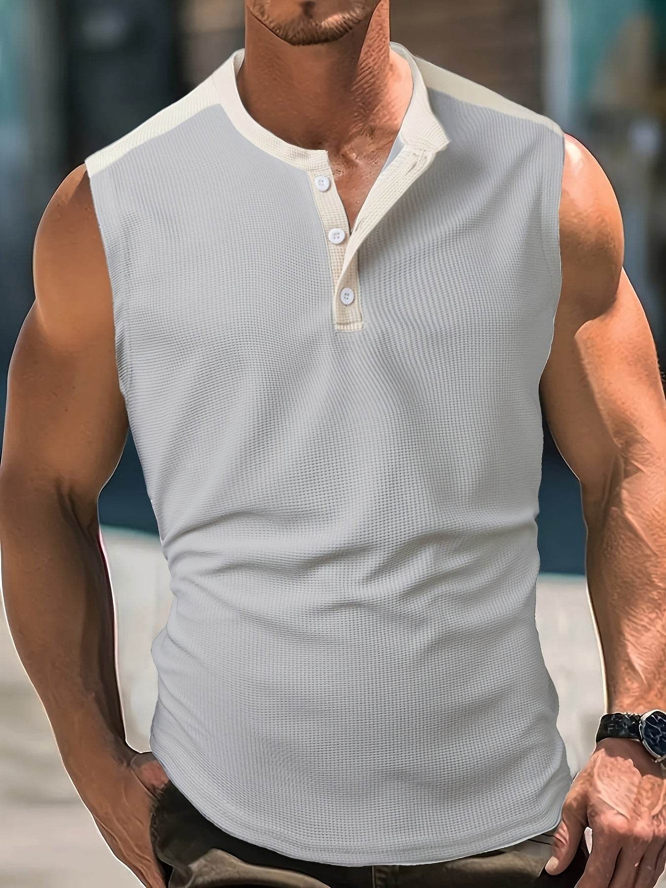 Men's Summer Waffle Knit Sleeveless Vest - Breathable, Casual Layering Top - Buy Center US