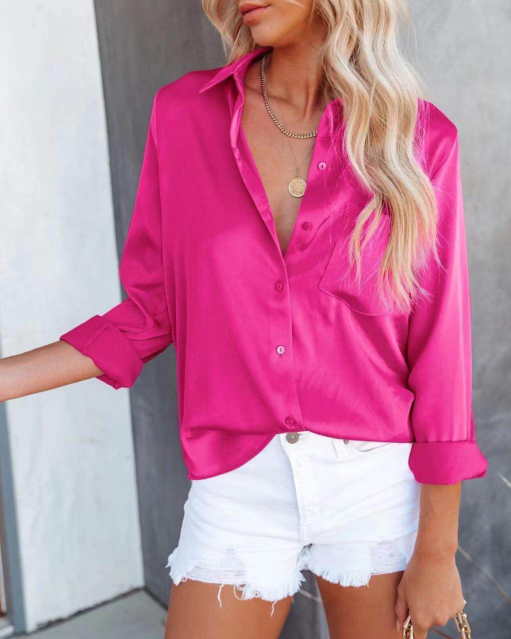 Women's Spring Long Sleeve V-Neck Top - European & American Styles - Buy Center US