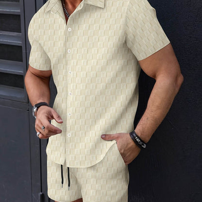 NIKXUAN Men's Casual Short-Sleeved Suit - Breathable Checkered Summer Top - Buy Center US