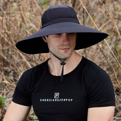 Men's Big Brim Bucket Hat - Waterproof Summer Shade with Neck Protection - Buy Center US