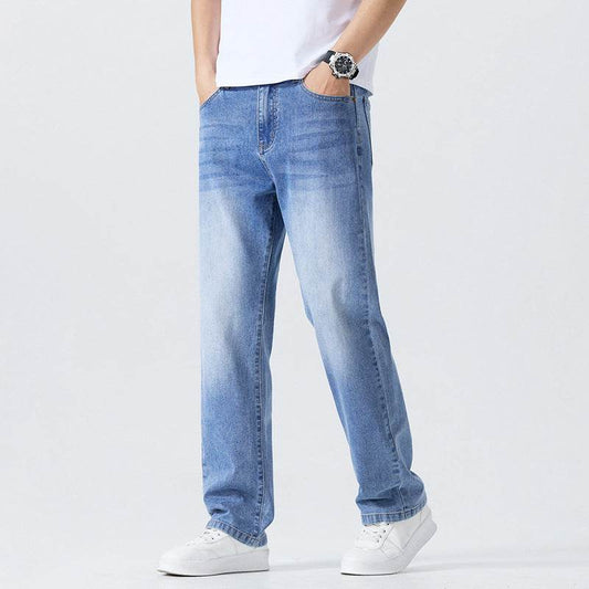 Buycenter Light Blue Jeans for Men - Mid Waist, Straight-Leg Style - Buy Center US