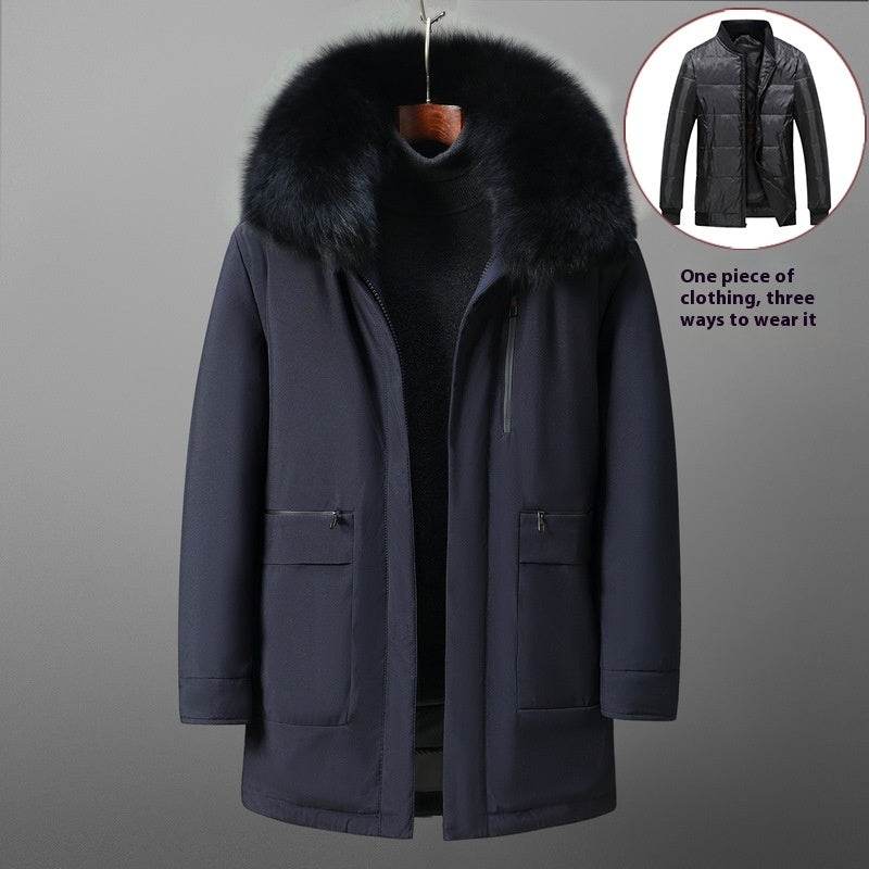 Buycenter Men's Down Jacket - Mid-Length, Thick & Stylish for Daily Wear - Buy Center US