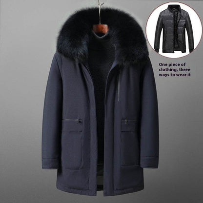 Buycenter Men's Down Jacket - Mid-Length, Thick & Stylish for Daily Wear - Buy Center US