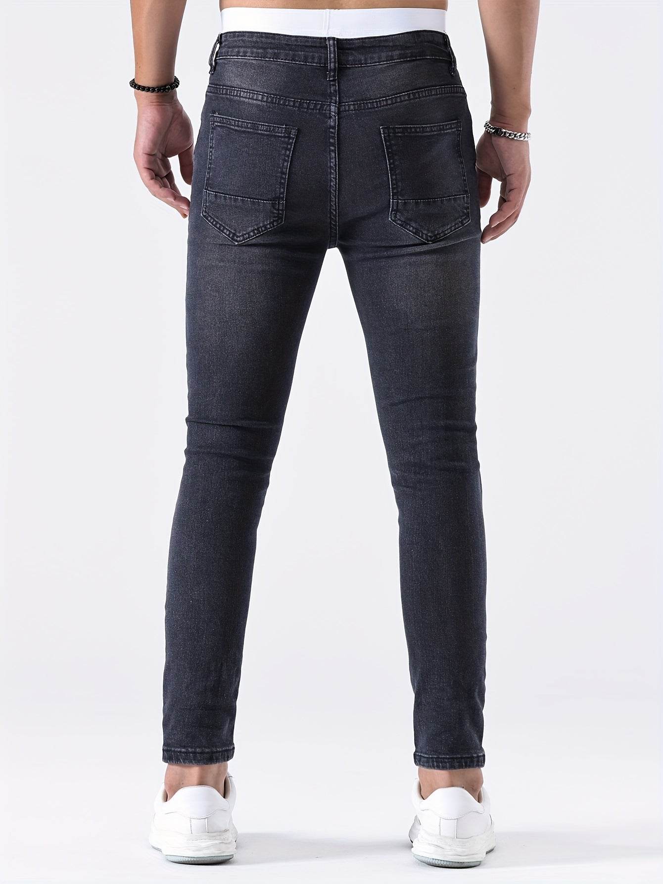 Men's Slim Fit Ripped Jeans - Distressed Medium Stretch Street Style - Buy Center US