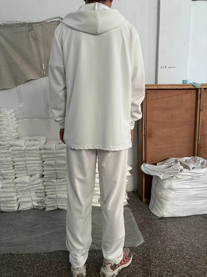 Men's Two-Piece Waffle Knit Set - Hooded Cardigan & Drawstring Pants - Buy Center US