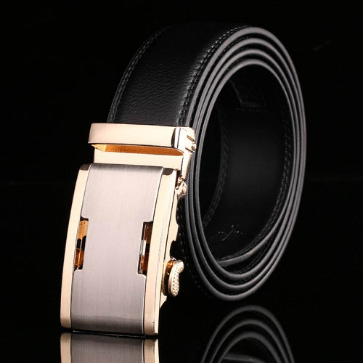 Buycenter Men's Automatic Buckle Cowhide Belt - Genuine Leather, Stylish Colors - Buy Center US