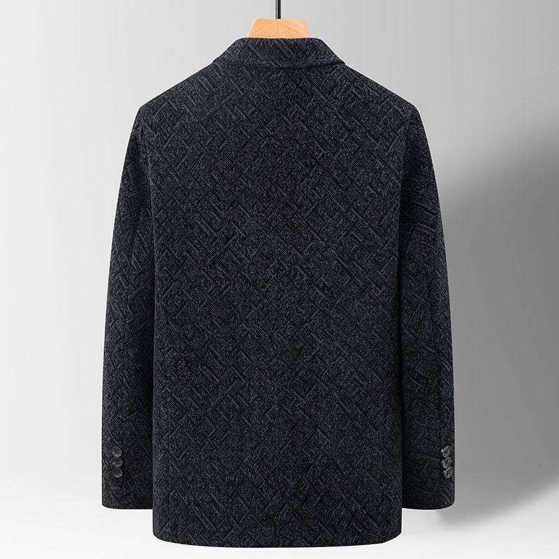 Buycenter Casual Chenille Suit Jacket for Men - Slim Fit Dark Blue & Brown - Buy Center US