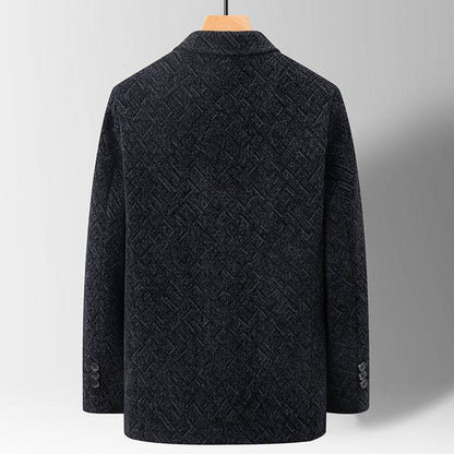 Buycenter Casual Chenille Suit Jacket for Men - Slim Fit Dark Blue & Brown - Buy Center US