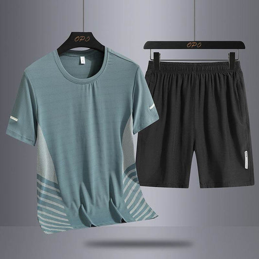 Buycenter Men's Summer Suit - Ice Silk Quick-Drying T-Shirt & Shorts Set - Buy Center US