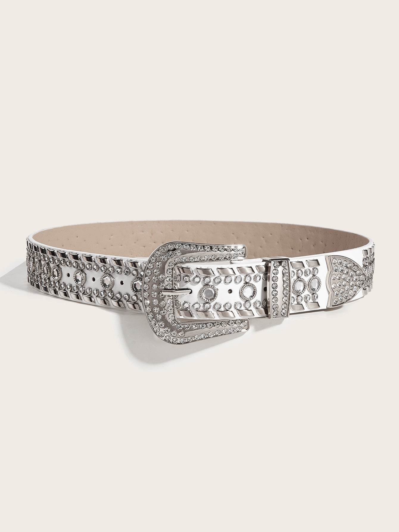 Punk Rhinestone Rivet Y2K Fashion Belt - 105CM PU Leather & Alloy Buckle - Buy Center US
