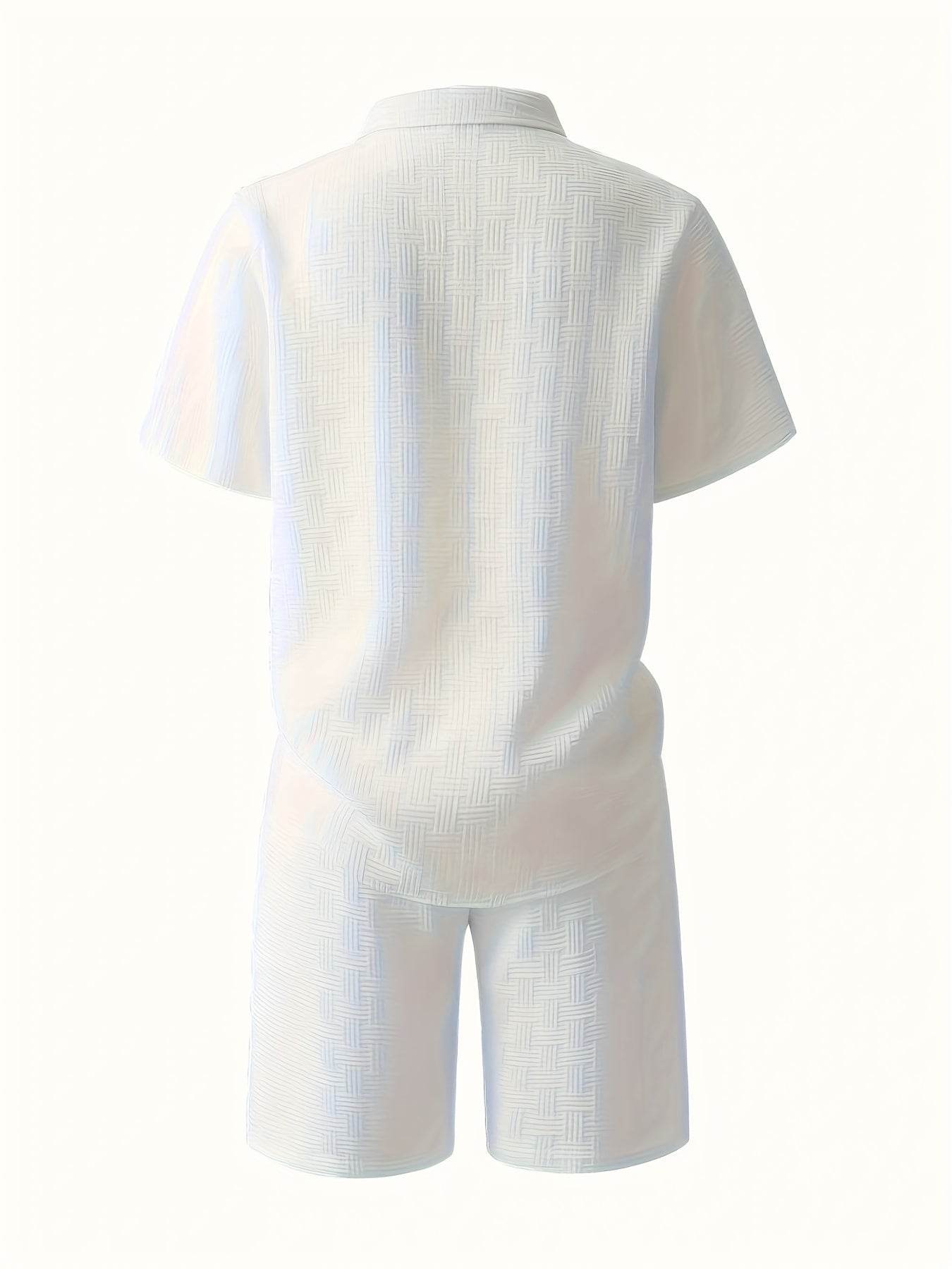 Men's Casual Summer Shirt and Shorts Set - 100% Polyester Comfort - Buy Center US