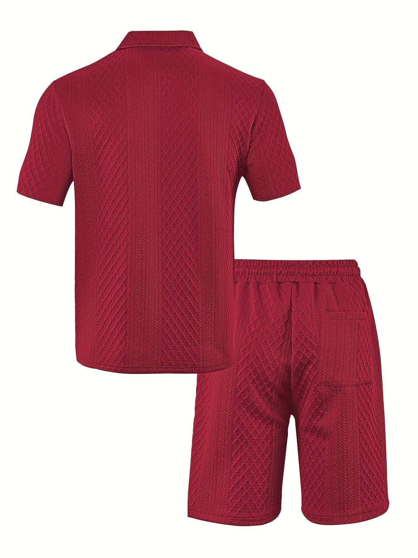 Men's Summer Jacquard Two-Piece Set - Casual Short Sleeve Sports Outfit - Buy Center US
