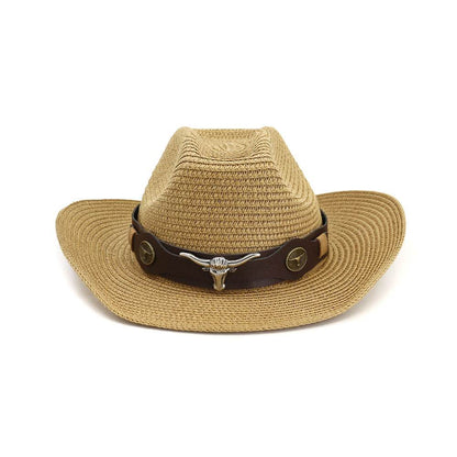 Western Cowboy Straw Hat - Unisex European-American Style for All Seasons - Buy Center US