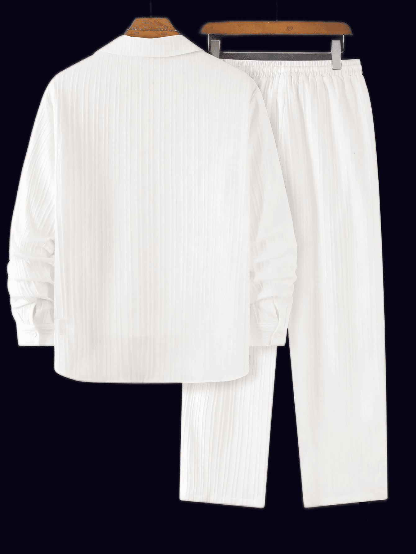 Men's Elegant Striped Button-Up Shirt and Pants Set - Casual Spring Fashion - Buy Center US