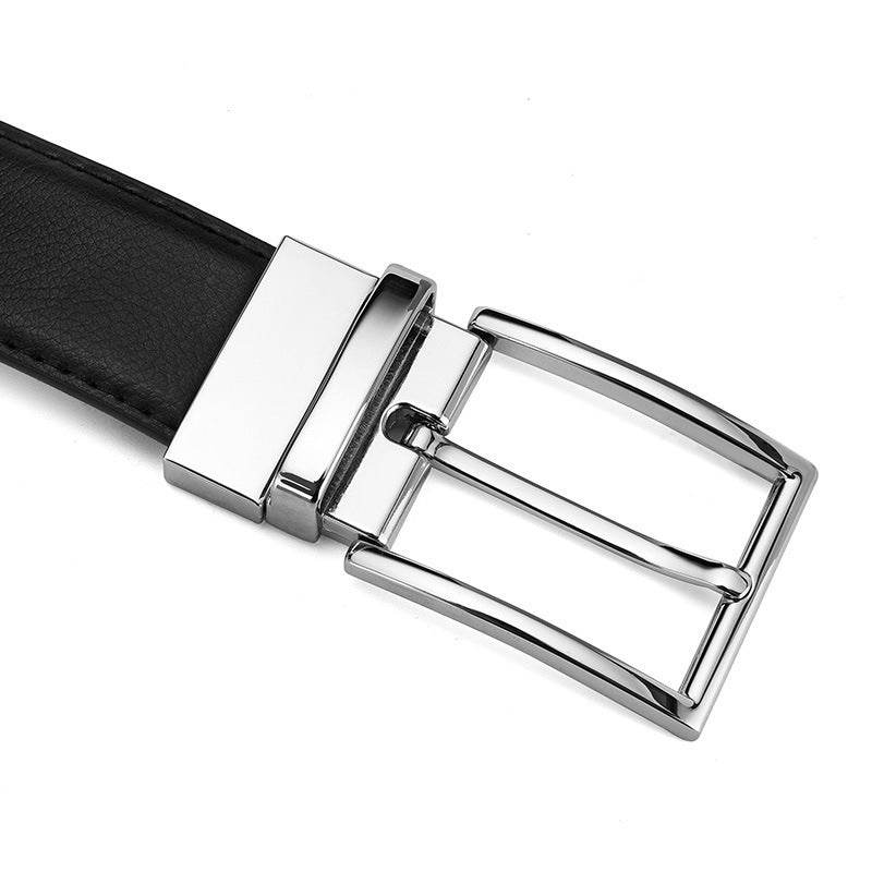 Buycenter Men's Genuine Leather Belt - Rotating Pin Buckle, Two-Layer Cowhide - Buy Center US