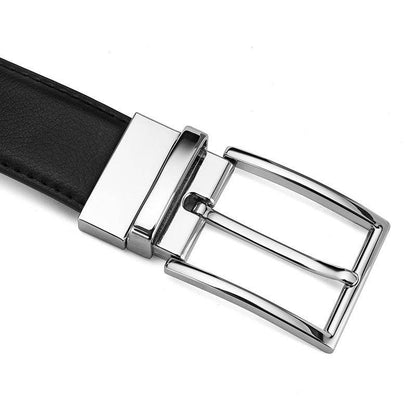 Buycenter Men's Genuine Leather Belt - Rotating Pin Buckle, Two-Layer Cowhide - Buy Center US