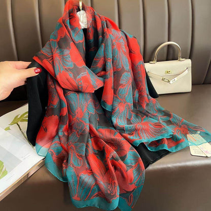 Elegant Long Silk Scarf - Mysterious Forest Design for Spring Fashion - Buy Center US