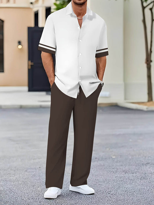 Men's Casual Novelty Clothing Set - Stylish Button-Up Shirt & Pants - Buy Center US