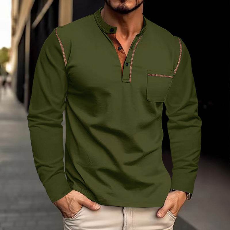 Buycenter Men's Long-Sleeved Polo Shirt - Casual Spring & Summer Wear - Buy Center US