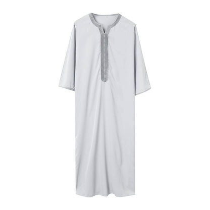 Buycenter Men's Ivory White Embroidery Robe - Sizes M to XXXX-L - Buy Center US