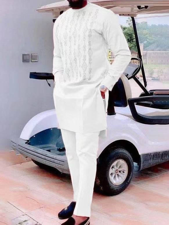 Buycenter African Ethnic Print Casual Men’s Suit - Cotton Blend Top & Pants - Buy Center US