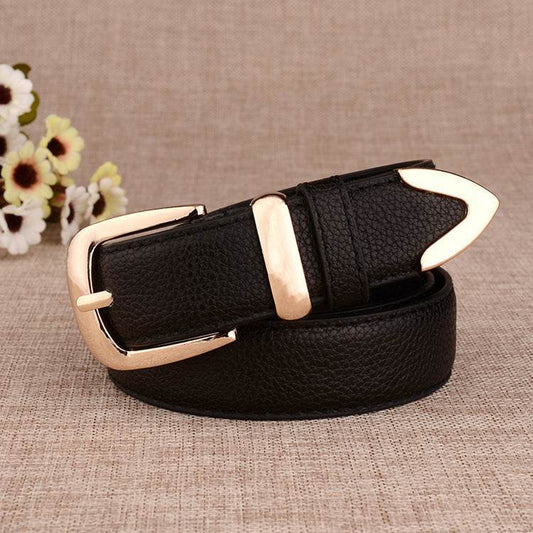 Women's Alloy Buckle Pant Belt - Stylish Imitation Leather in Multiple Colors - Buy Center US
