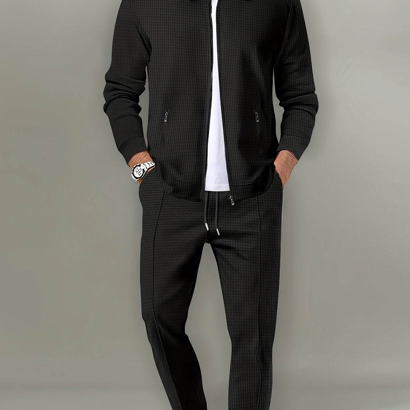 Casual September Jacket and Pants Set - Long Sleeve, Solid Color - Buy Center US