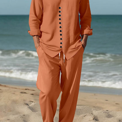 Men's Casual Orange Printed Suit - Two-Piece Outfit for All Seasons - Buy Center US