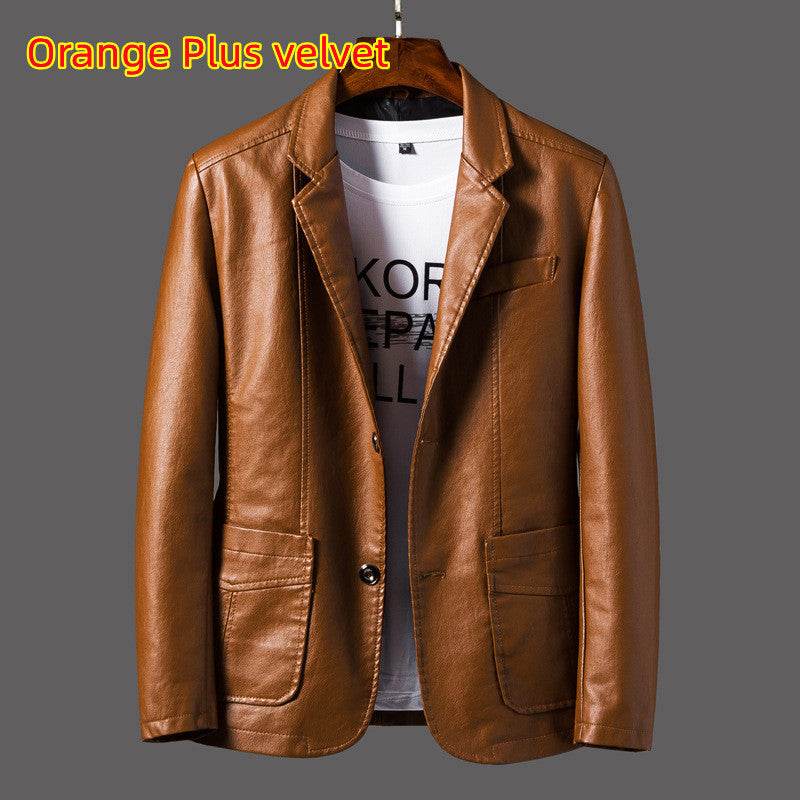 Buycenter Men's Leather Jacket - Stylish Autumn Thin Lapel, Multi-Pocket - Buy Center US