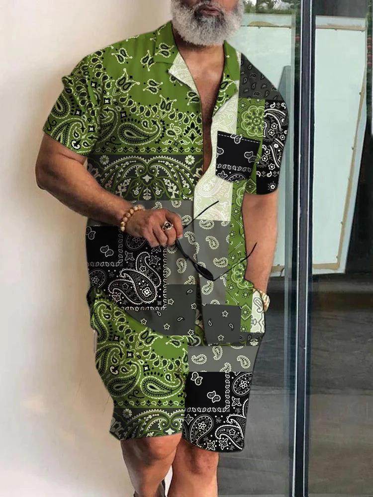 Buycenter Men's Floral 3D Printed Polo Shirt & Shorts Suit - Slim Fit - Buy Center US